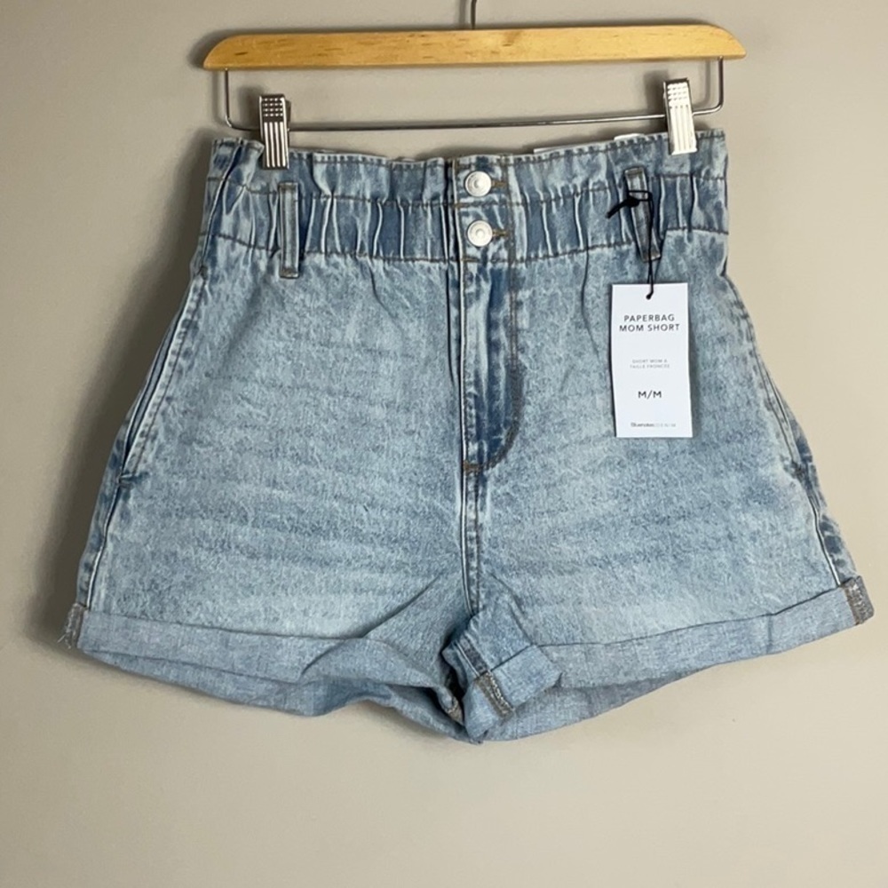 Blue notes Paperbag mom short light wash